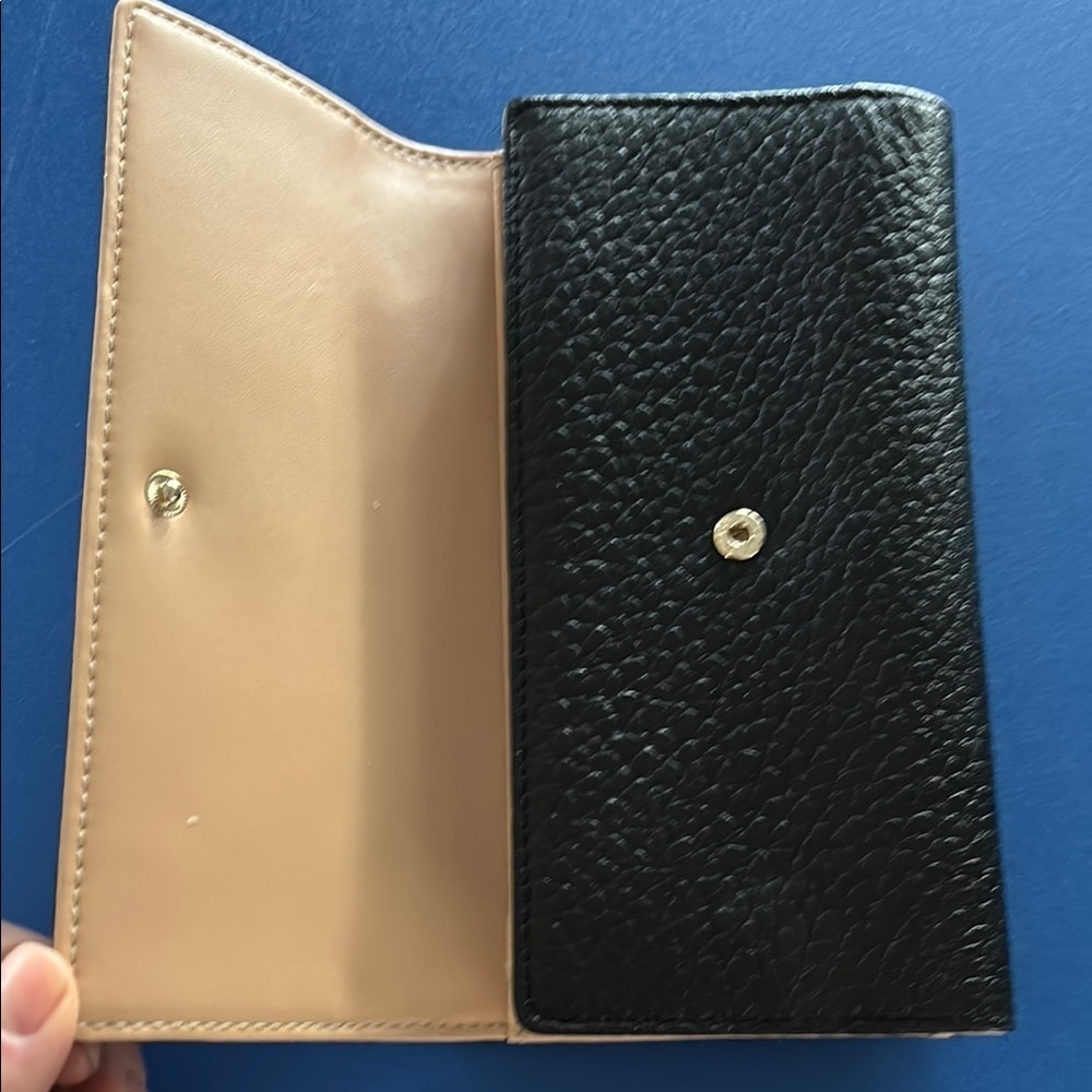 NWOT Kate Spade Stacy Southport Avenue buttermilk black leather wallet - Picture 3 of 7